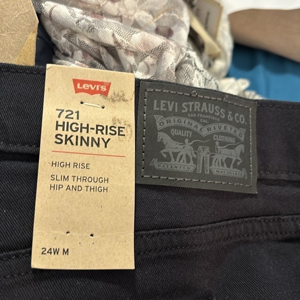 Levi’s 721 HIGH RISE SKINNY black button fly jeans 24W - Picture 12 of 15